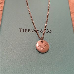 Tiffany Sterling Silver letter A disc necklace